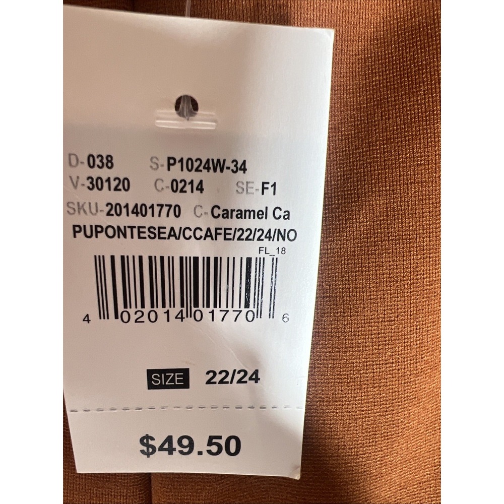 Ashley Stewart Faux Leather Paneled‎ Leggings caramel  22-24Elevated Look Womens - Picture 12 of 15